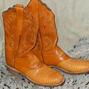 Lucchese Orange EXOTIC LIZARD Cowboy Boots